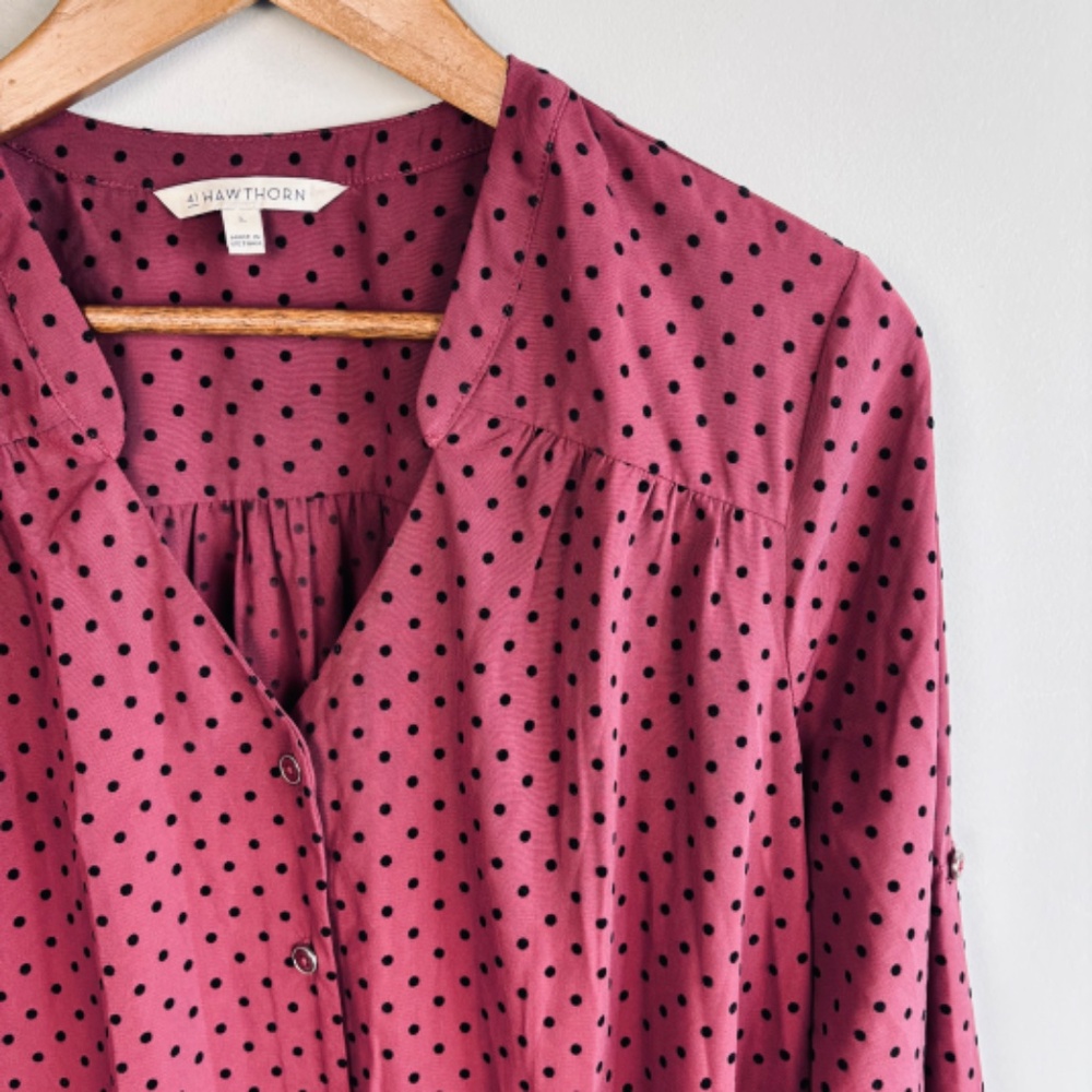 41 Hawthorne Dotted Shirt Dress Size L
